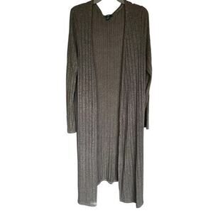 Moss Green long lightweight ribbed duster cardigan sweater boho Plus size 1X